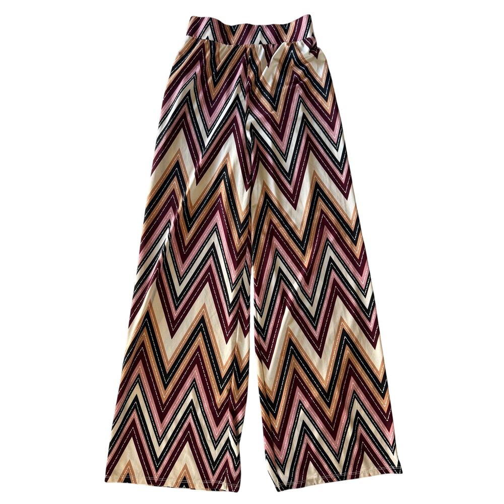 Love You More Womens Chevron Palazzo Pants Multi Color Size Small S